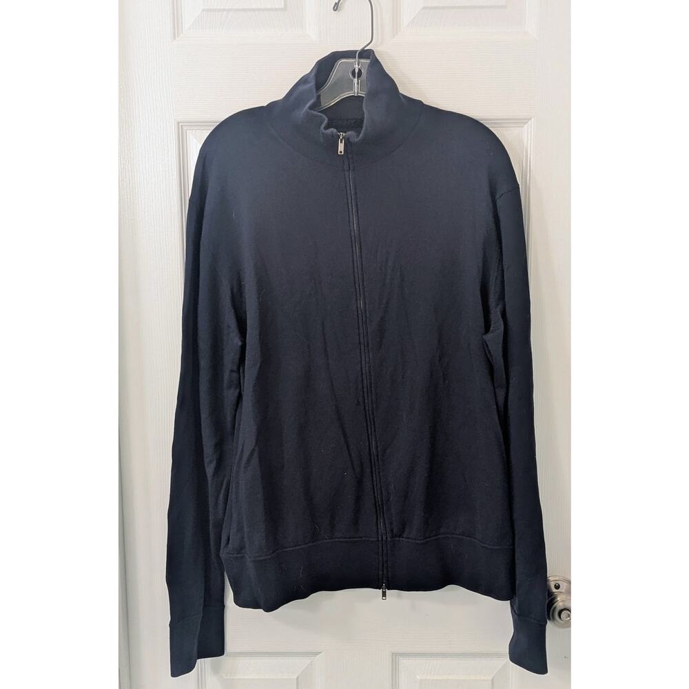 DKNY Navy Blue Full Zip Jacket – Size XL – Wool Blend – Lightweight Layer